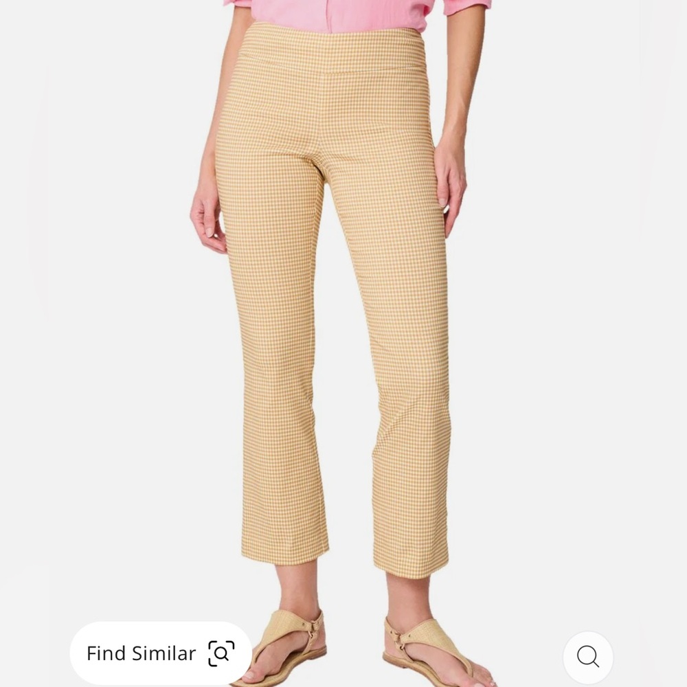 J. McLaughlin Ivy pant gingham yellow white NWT size 10